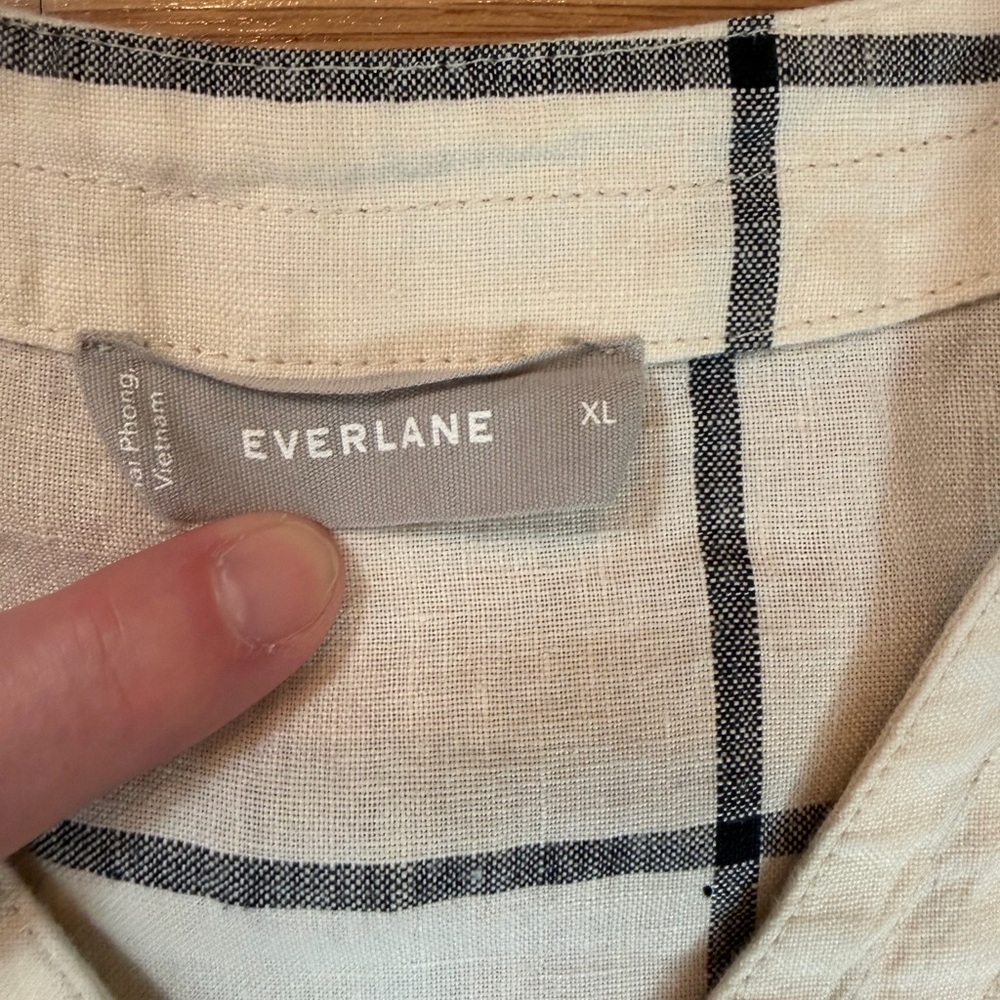 Everlane The Linen Utility Shirt Canvas Windowpane Pattern Size XL - Picture 8 of 11